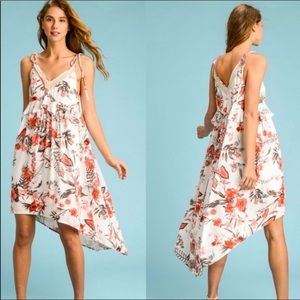 FLORAL HIGH LOW ADJUSTABLE STRAPS CREAM CROCHET SUNDRESS